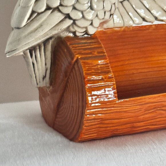 Vtg Winking Owl Ceramic Figure Sculpture Business Card Holder - Picture 3 of 15